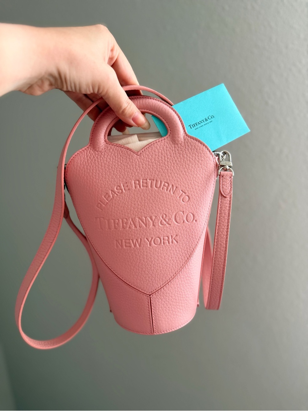 Tiffany & Co. Pink Pebbled Leather Heart Crossbody